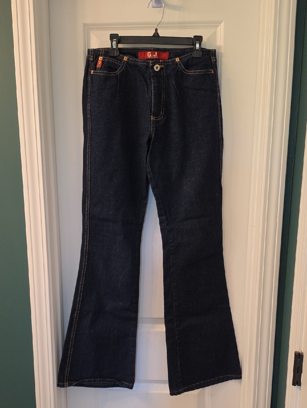Guess Dark Blue Flared Women's Lowrise Jeans with Contrast Stitching